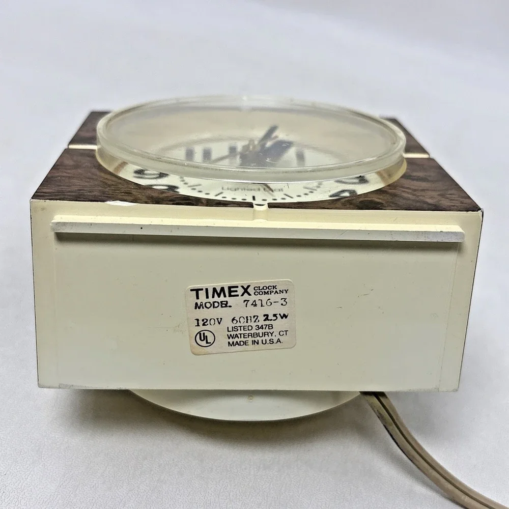 Timex‎ Alarm Clock 1970s Vintage Model 7416-3 Brown Cream No Light